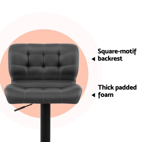 Artiss 4x Bar Stools Gas Lift Leather Padded Grey Chez Guru