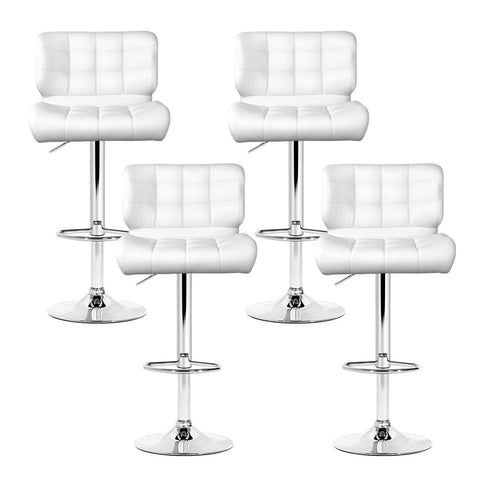Artiss 4x Bar Stools Gas Lift Leather Padded White Chez Guru