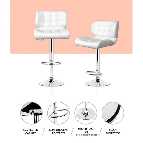 Artiss 4x Bar Stools Gas Lift Leather Padded White Chez Guru