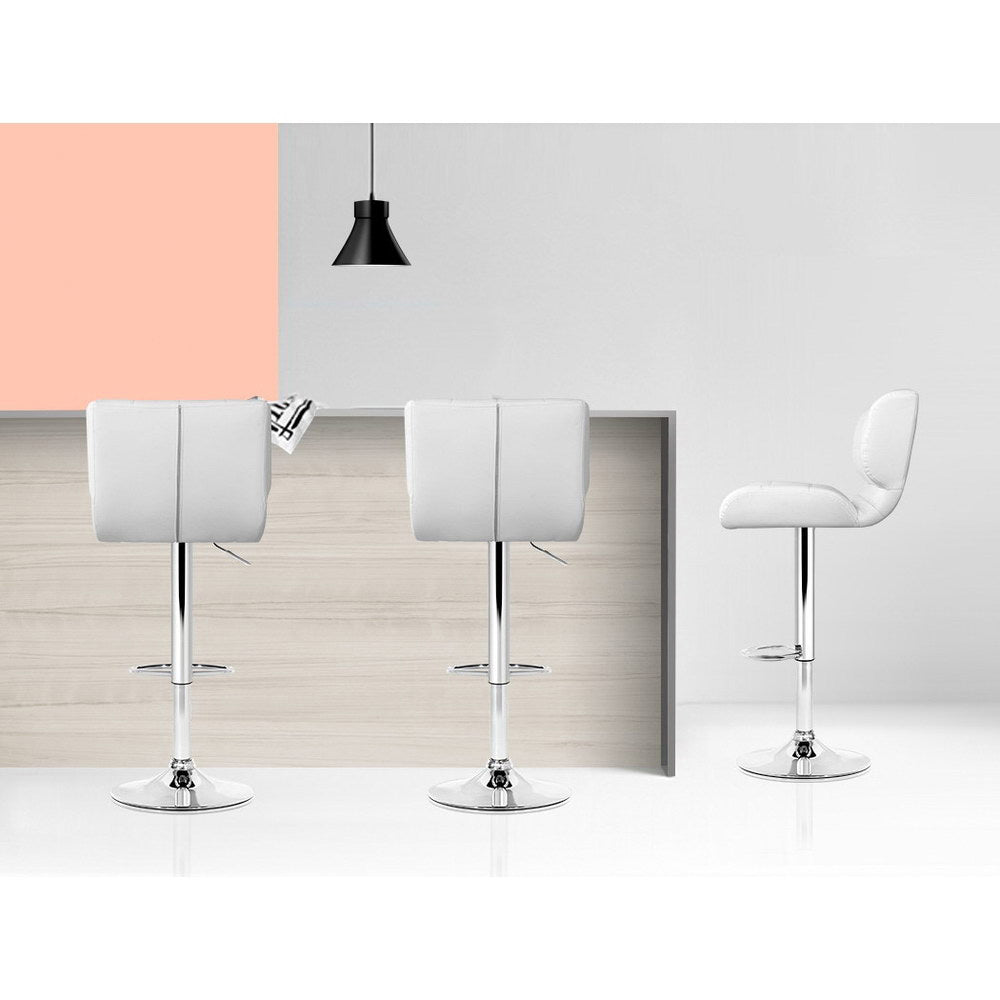 Artiss 4x Bar Stools Gas Lift Leather Padded White Chez Guru