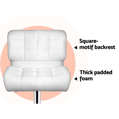 Artiss 4x Bar Stools Gas Lift Leather Padded White Chez Guru