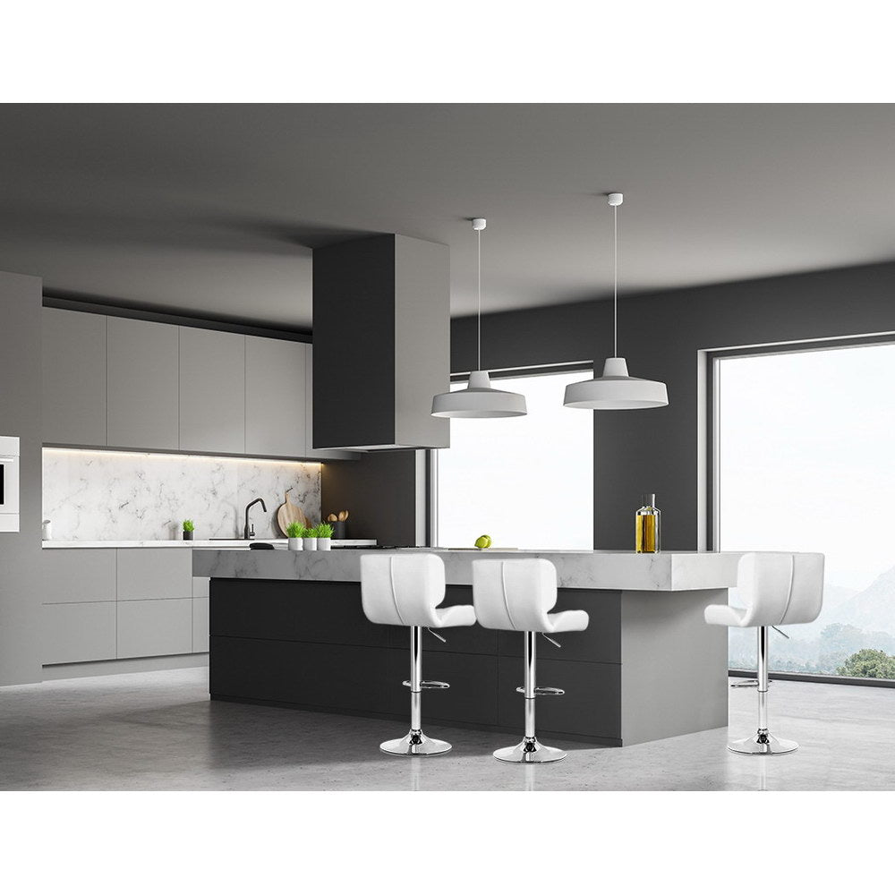 Artiss 4x Bar Stools Gas Lift Leather Padded White Chez Guru