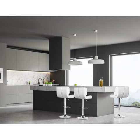 Artiss 4x Bar Stools Gas Lift Leather Padded White Chez Guru