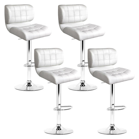 Artiss 4x Bar Stools Gas Lift Leather Padded White Chez Guru