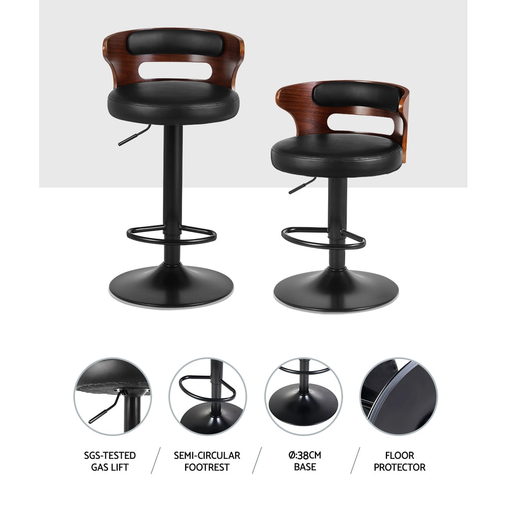 Artiss 2x Bar Stools Gas Lift Faux Leather Chez Guru