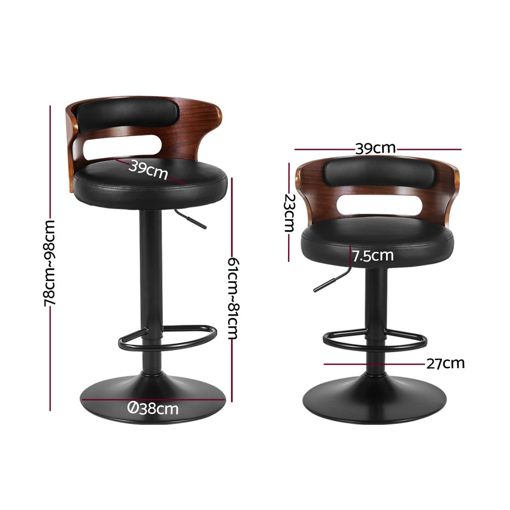 Artiss 4x Bar Stools Gas Lift Faux Leather Chez Guru