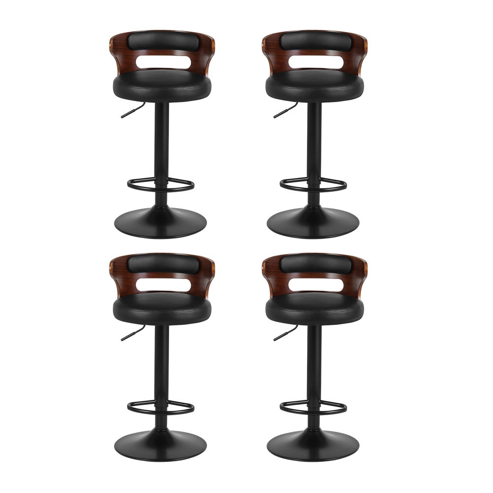 Artiss 4x Bar Stools Gas Lift Faux Leather Chez Guru