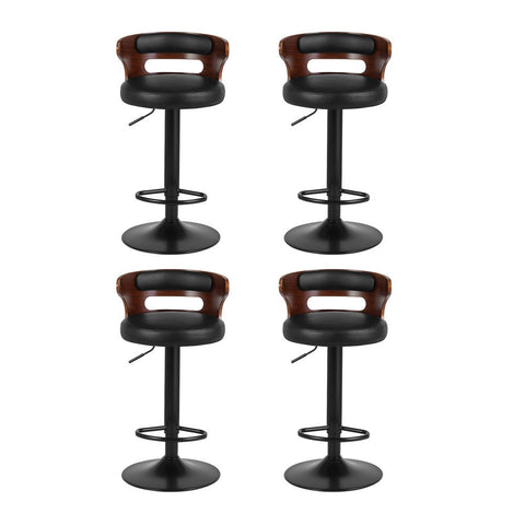 Artiss 4x Bar Stools Gas Lift Faux Leather Chez Guru