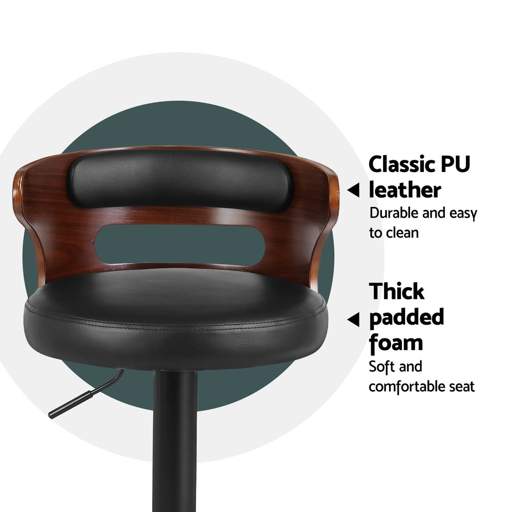 Artiss 4x Bar Stools Gas Lift Faux Leather Chez Guru