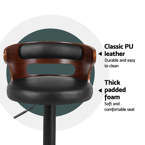 Artiss 4x Bar Stools Gas Lift Faux Leather Chez Guru