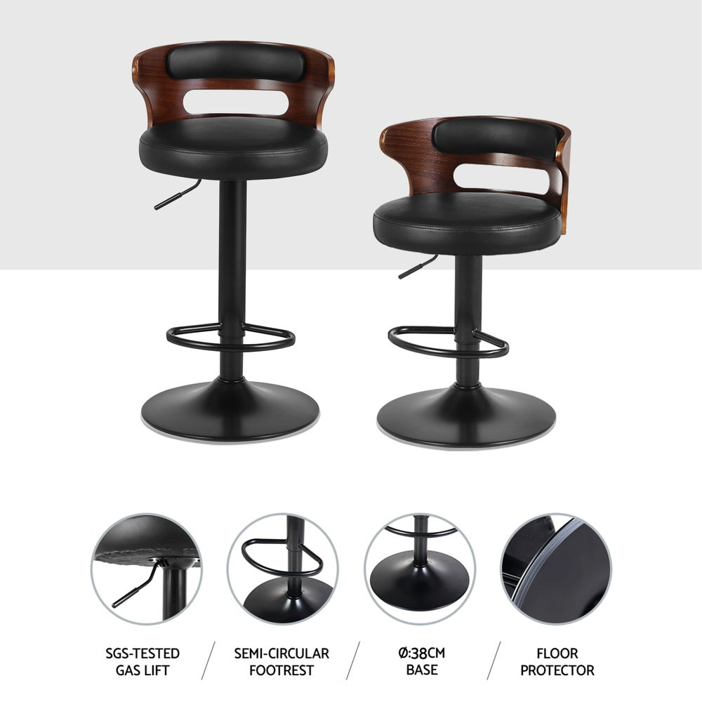 Artiss 4x Bar Stools Gas Lift Faux Leather Chez Guru
