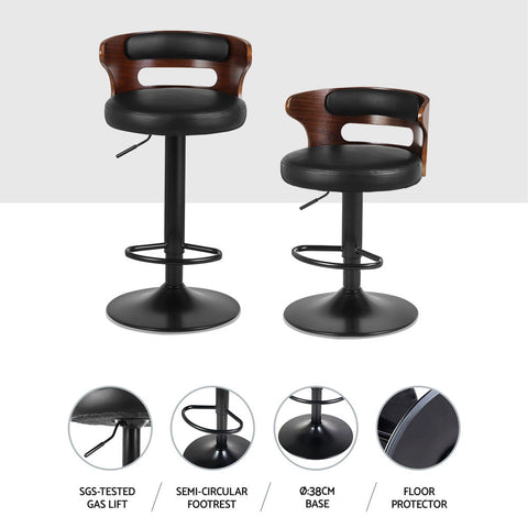 Artiss 4x Bar Stools Gas Lift Faux Leather Chez Guru