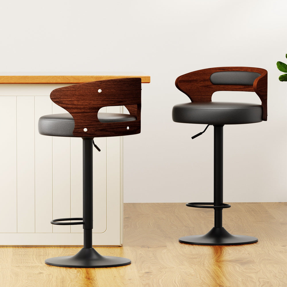 Artiss 4x Bar Stools Gas Lift Faux Leather Chez Guru