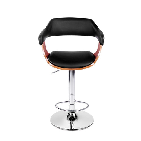 Artiss Bar Stools Gas Lift Leather w/Armrest Black Chez Guru