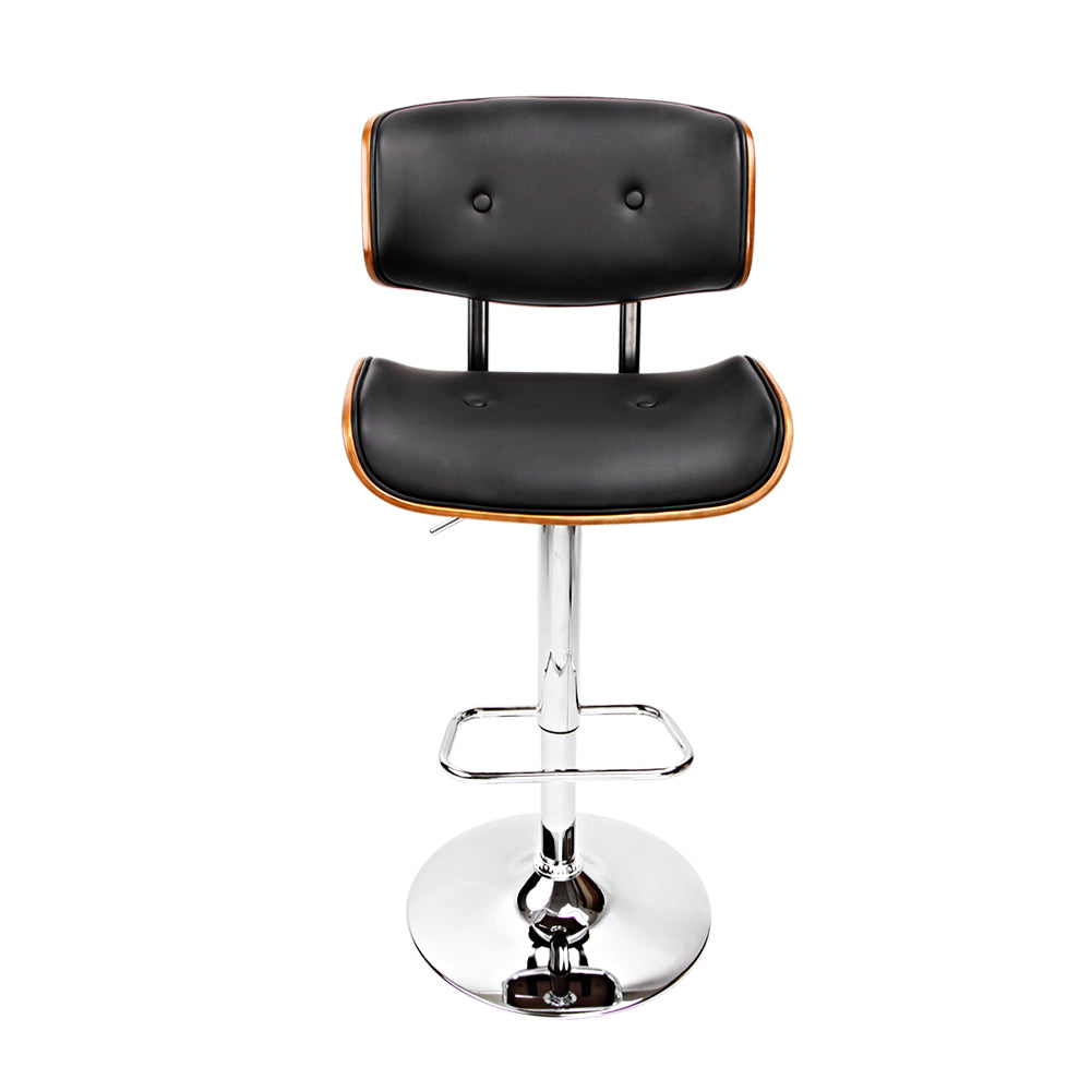 Artiss Bar Stools Gas Lift Leather Black Chez Guru