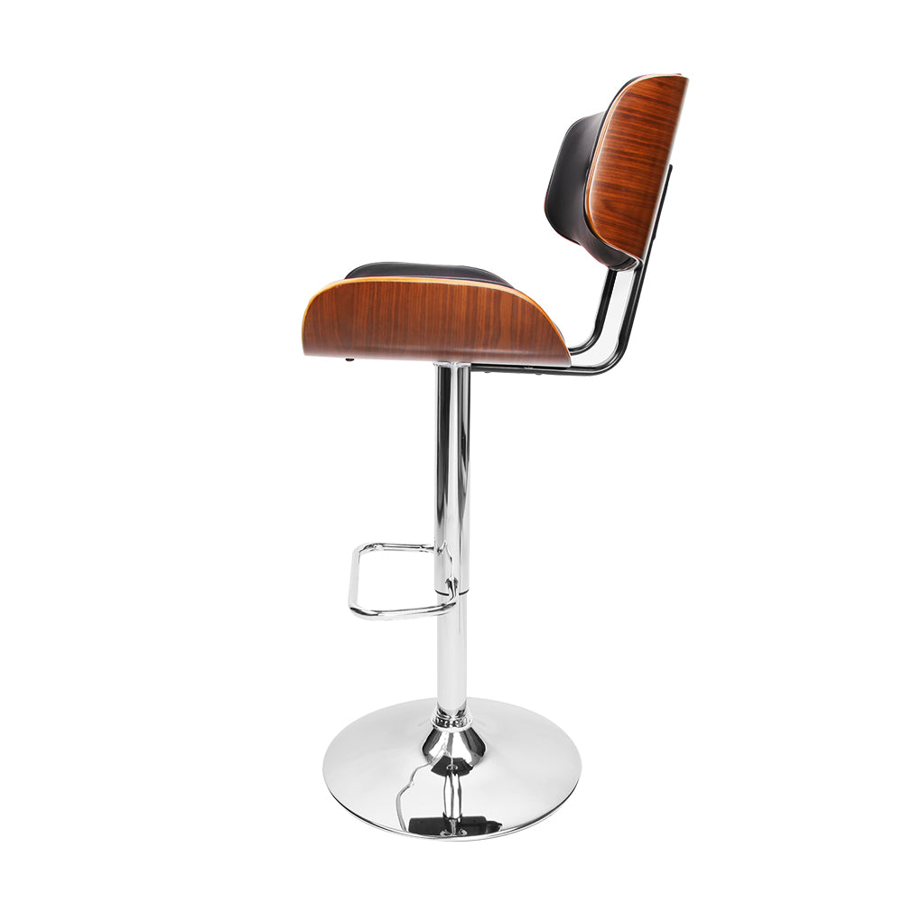 Artiss Bar Stools Gas Lift Leather Black Chez Guru