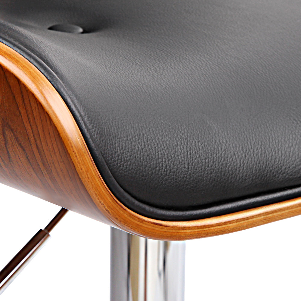 Artiss Bar Stools Gas Lift Leather Black Chez Guru