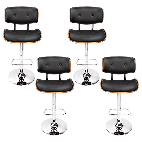 Artiss 4x Bar Stools Gas Lift Leather Black Chez Guru