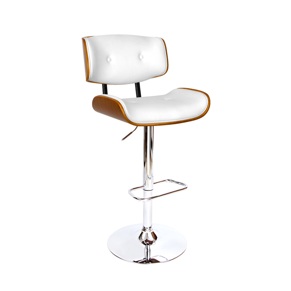 Artiss Bar Stools Gas Lift Leather White Chez Guru