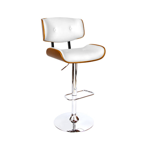 Artiss Bar Stools Gas Lift Leather White Chez Guru