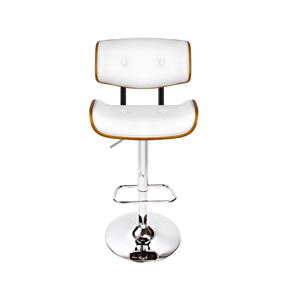 Artiss Bar Stools Gas Lift Leather White Chez Guru