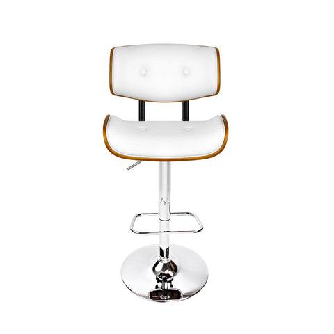 Artiss Bar Stools Gas Lift Leather White Chez Guru