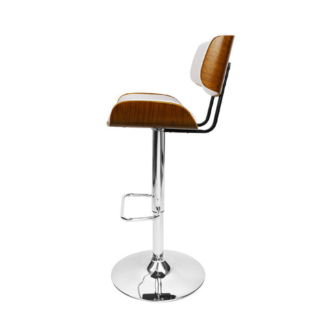 Artiss Bar Stools Gas Lift Leather White Chez Guru