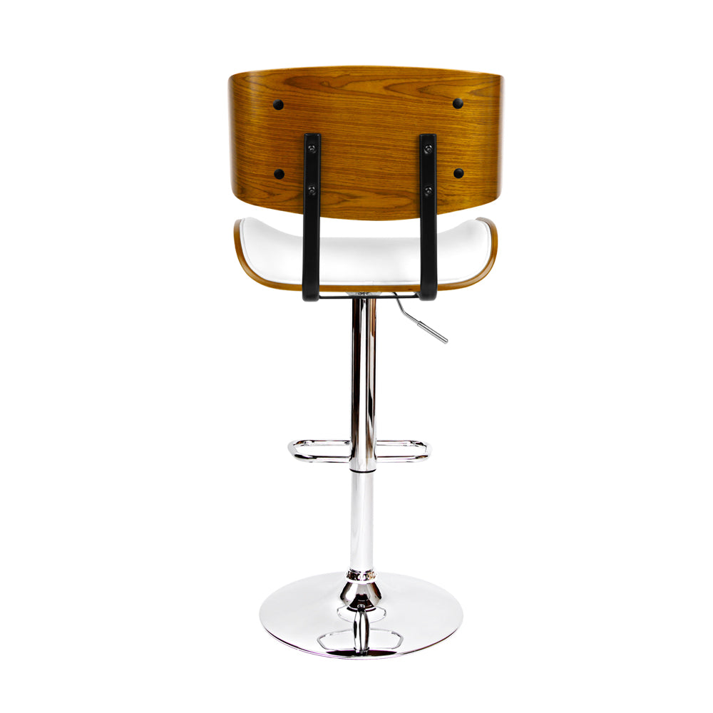 Artiss Bar Stools Gas Lift Leather White Chez Guru