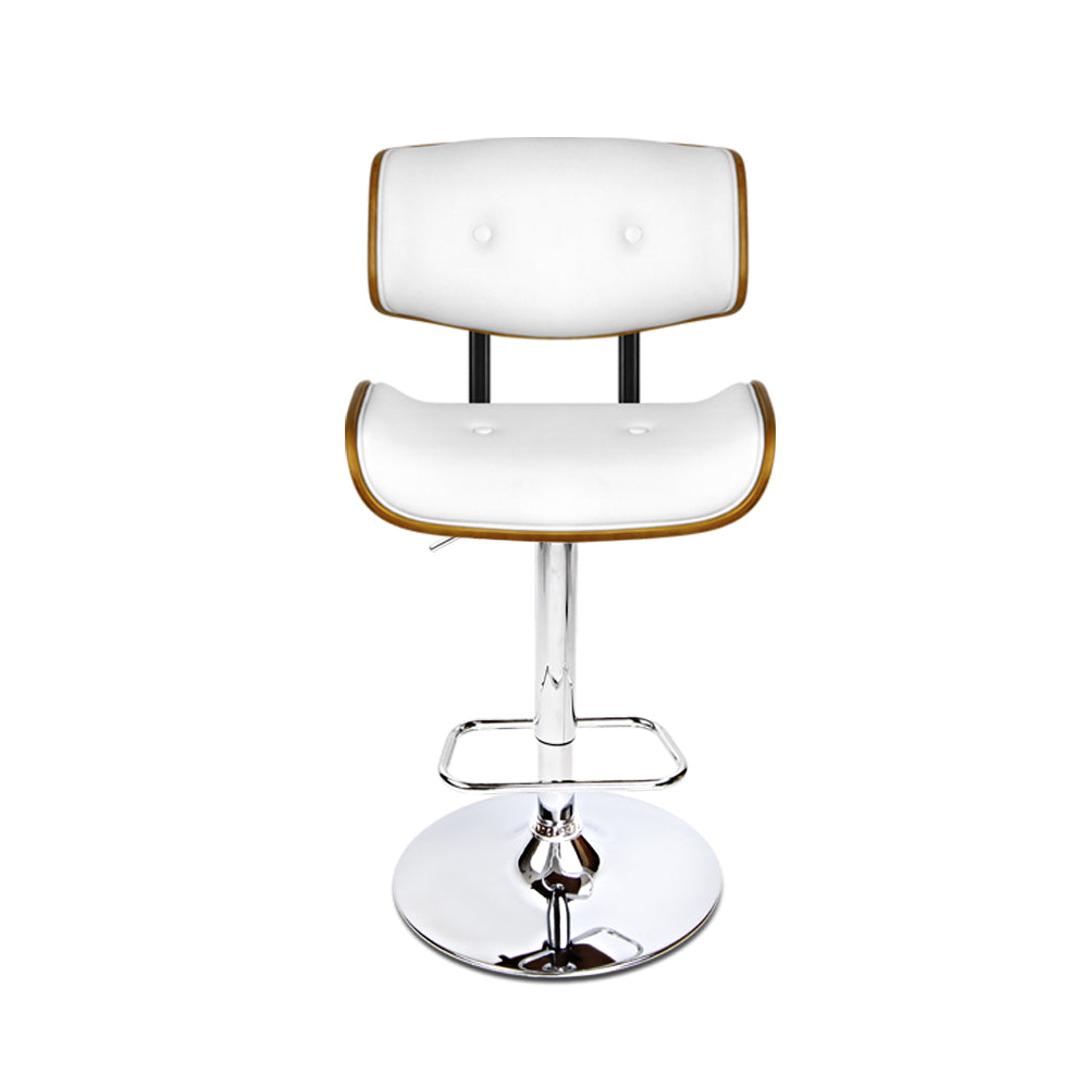 Artiss 2x Bar Stools Gas Lift Leather White Chez Guru