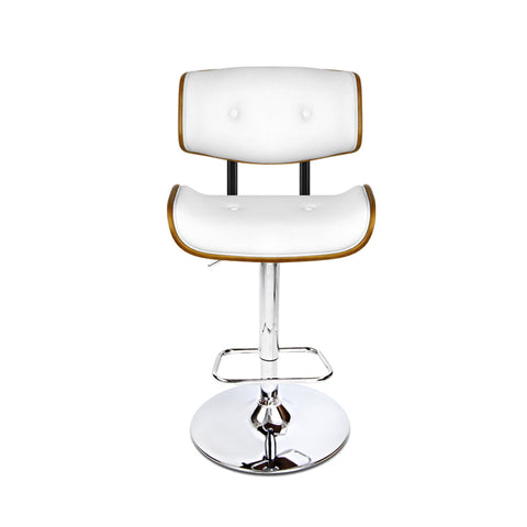 Artiss 2x Bar Stools Gas Lift Leather White Chez Guru