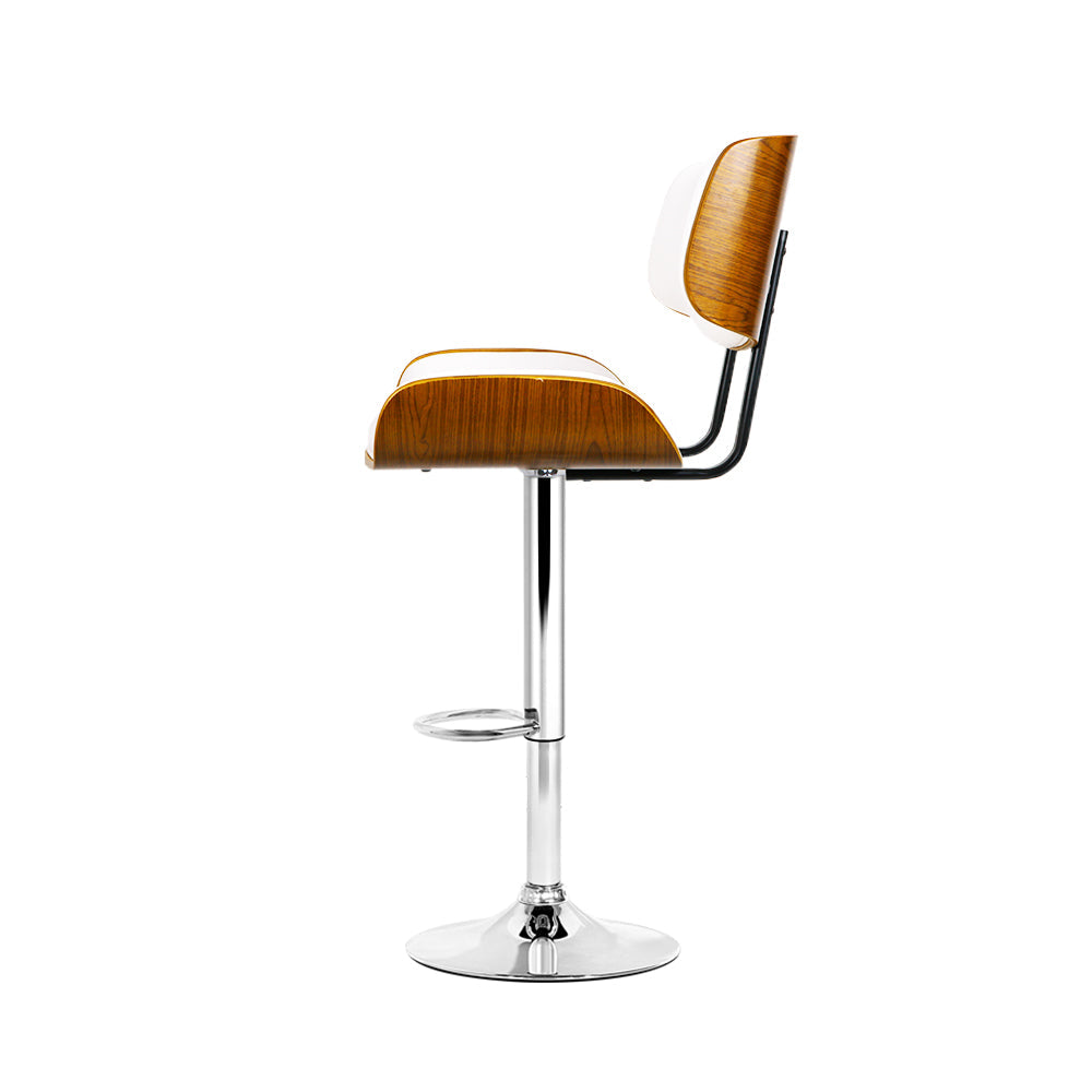 Artiss 2x Bar Stools Gas Lift Leather White Chez Guru