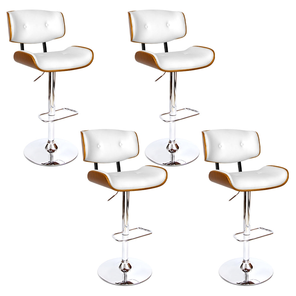 Artiss 4x Bar Stools Gas Lift Leather White Chez Guru