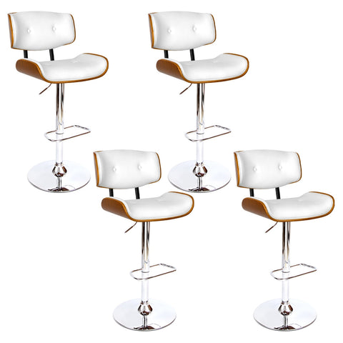 Artiss 4x Bar Stools Gas Lift Leather White Chez Guru