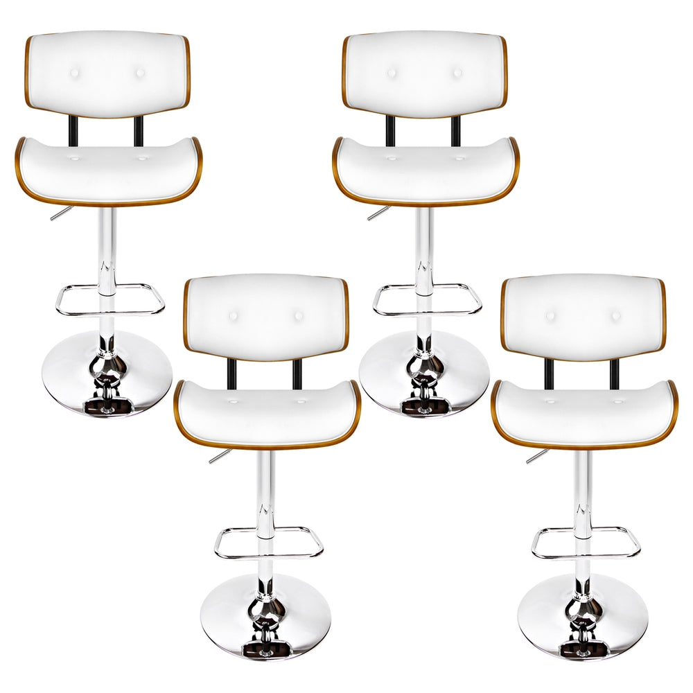 Artiss 4x Bar Stools Gas Lift Leather White Chez Guru