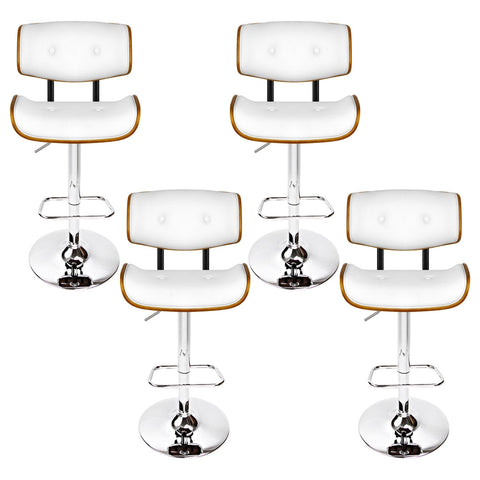 Artiss 4x Bar Stools Gas Lift Leather White Chez Guru