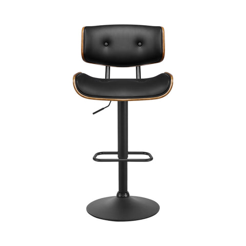 Artiss 2x Bar Stools Gas Lift Leather All Black Chez Guru