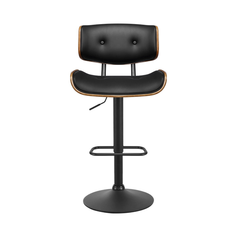 Artiss 4x Bar Stools Gas Lift Leather All Black Chez Guru