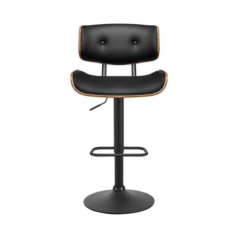 Artiss 4x Bar Stools Gas Lift Leather All Black Chez Guru