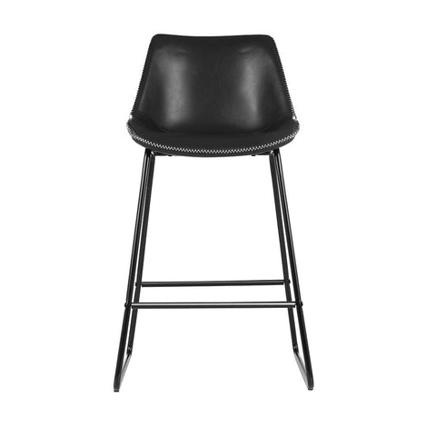 Artiss Bar Stools Kitchen Counter Barstools Leather Metal Chairs Black x2 Chez Guru