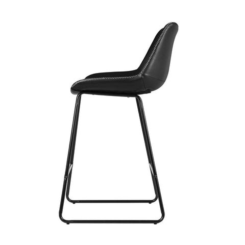 Artiss Bar Stools Kitchen Counter Barstools Leather Metal Chairs Black x2 Chez Guru