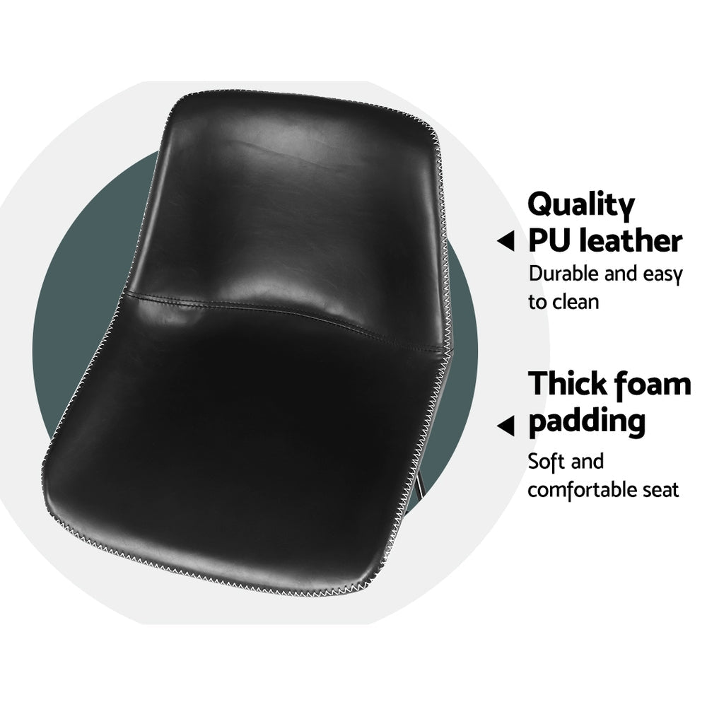 Artiss Bar Stools Kitchen Counter Barstools Leather Metal Chairs Black x2 Chez Guru
