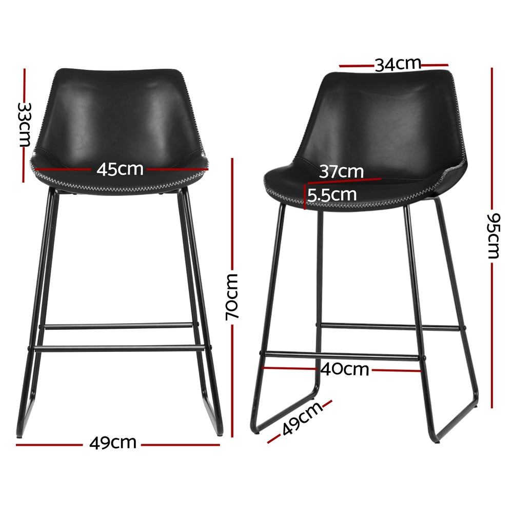 Artiss 4x Bar Stools Leather Padded Metal Legs Black Chez Guru