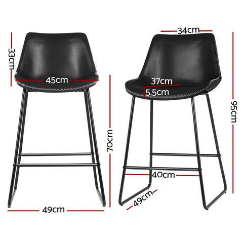 Artiss 4x Bar Stools Leather Padded Metal Legs Black Chez Guru