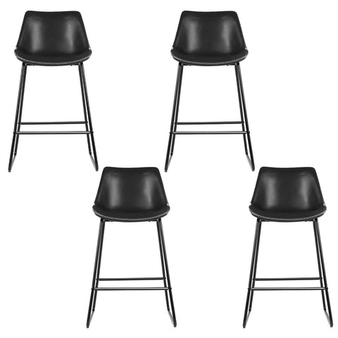 Artiss 4x Bar Stools Leather Padded Metal Legs Black Chez Guru