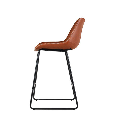 Artiss Bar Stools Kitchen Counter Barstools Leather Metal Chairs Brown x2 Chez Guru