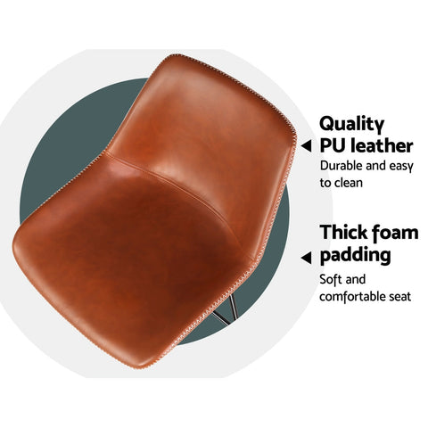 Artiss Bar Stools Kitchen Counter Barstools Leather Metal Chairs Brown x2 Chez Guru
