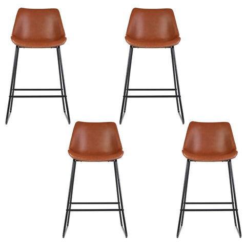 Artiss 4x Bar Stools Leather Padded Metal Legs Brown Chez Guru