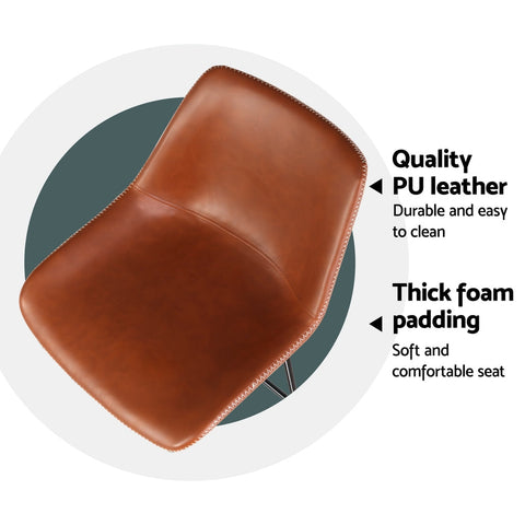 Artiss 4x Bar Stools Leather Padded Metal Legs Brown Chez Guru