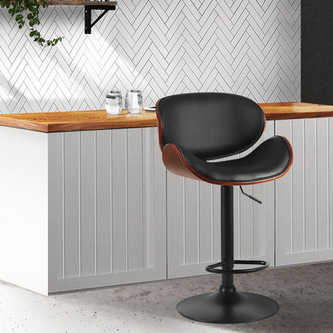Artiss Bar Stools Kitchen Leather Barstools Swivel Gas Lift Vintage Chairs Black Chez Guru