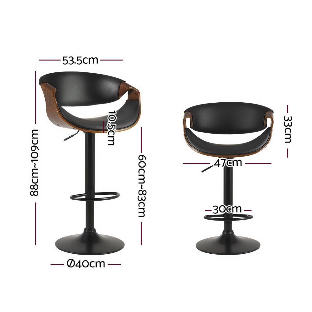Artiss Bar Stools Gas Lift Leather w/Armrest Chez Guru